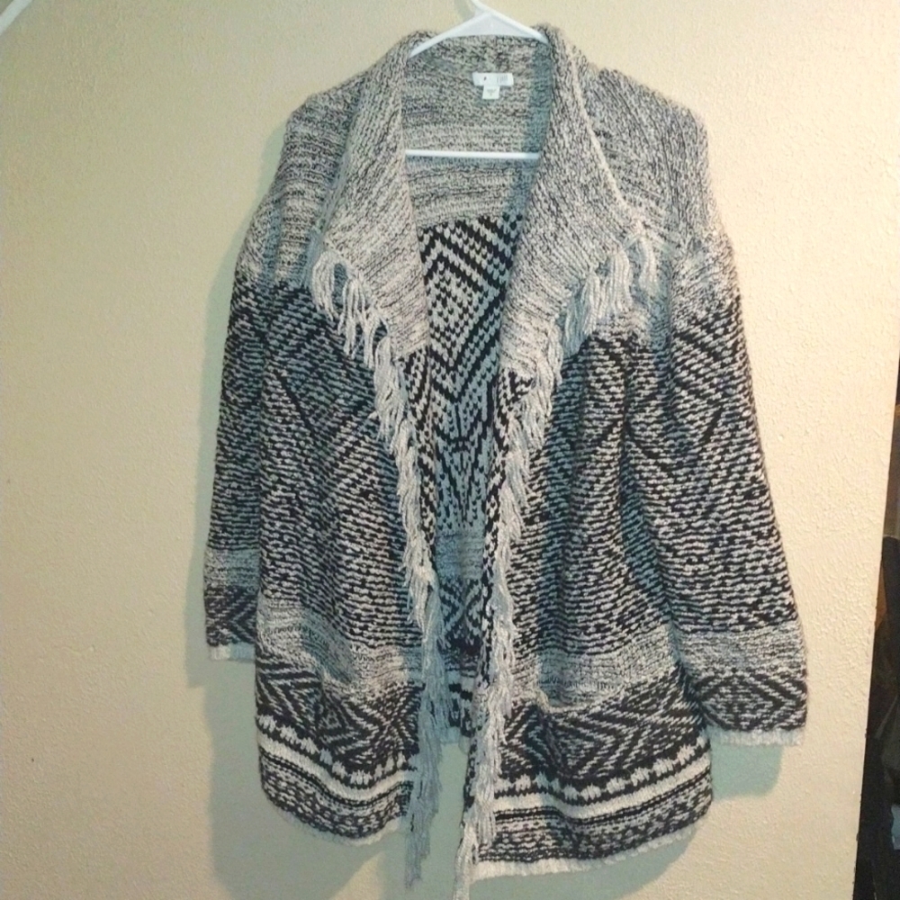 J Jill Wool Blend Aztec Boho Print Cardigan Sweater M